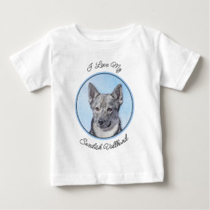 T-shirt Pour Bébé Peinture Suédoise Vallhund - Cute Original Chien A