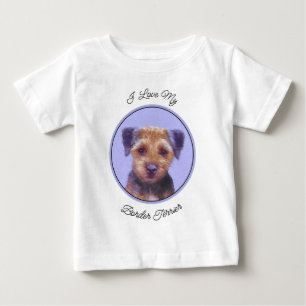 T-shirt Pour Bébé Peinture sur la frontière de Terrier - jolie art o