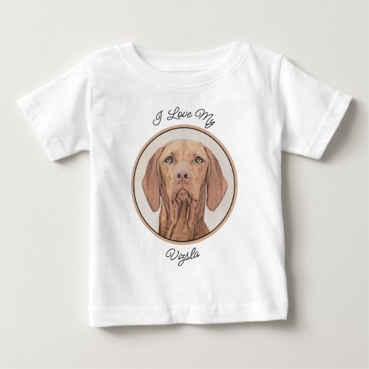 T-shirt Pour Bébé Peinture Vizsla - Joli art original chien (Devant)
