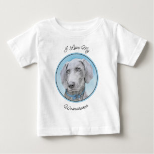T-shirt Pour Bébé Peinture Weimaraner - Joli art original chien