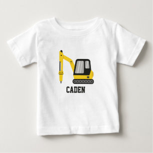 T-shirt Pour Bébé Pelle jaune de construction Brise-roche Véhicule E