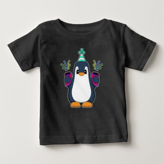 T-shirt Pour Bébé Penguin Anniversaire Confetti (Devant)
