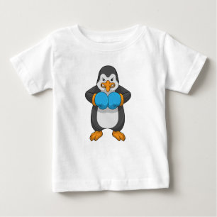 T-shirt Pour Bébé Penguin at Boxing with Boxing Gloves