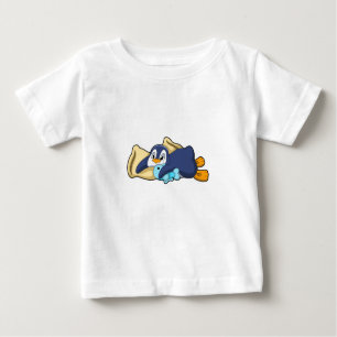 T-shirt Pour Bébé Penguin au coucher avec Coussin