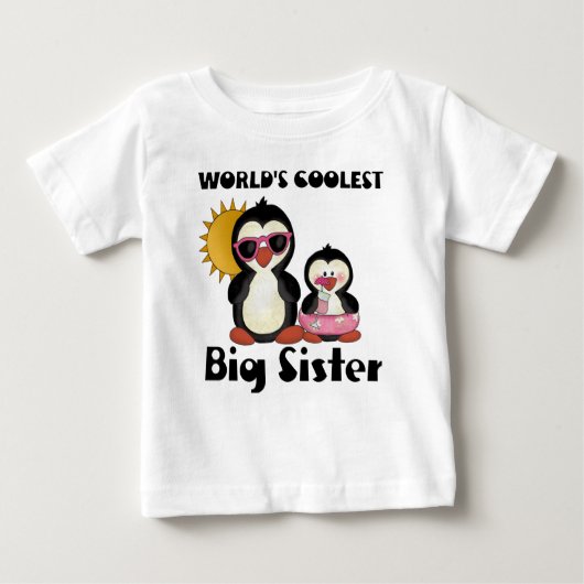 T-shirt Pour Bébé Penguin Coolest Big Sister (Devant)