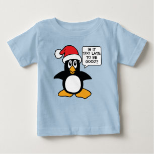 T-shirt Pour Bébé Penguin de Noël Est-il trop tard pour une bonne bu