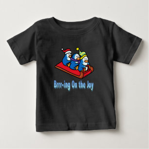 T-shirt Pour Bébé Penguins Dormir Hiver Vacances Scène