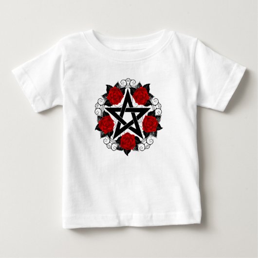 T-shirt Pour Bébé Pentagramme aux roses rouges (Devant)