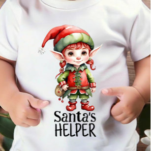 T-shirt Pour Bébé père Noël aide elfe mignonne