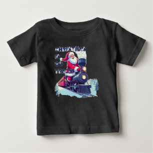 T-shirt Pour Bébé Père Noël dans un train