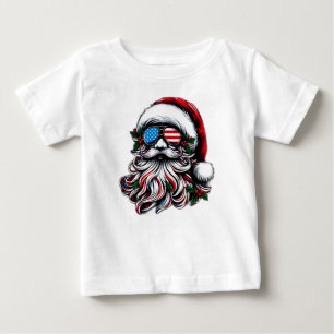 T-shirt Pour Bébé Père Noël de Noël Patriotique/Américaine
