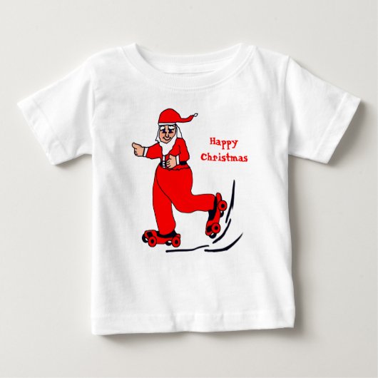 T-shirt Pour Bébé Père Noël de patinage (Devant)