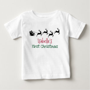 T-shirt Pour Bébé Père Noël et rennes volants Noël