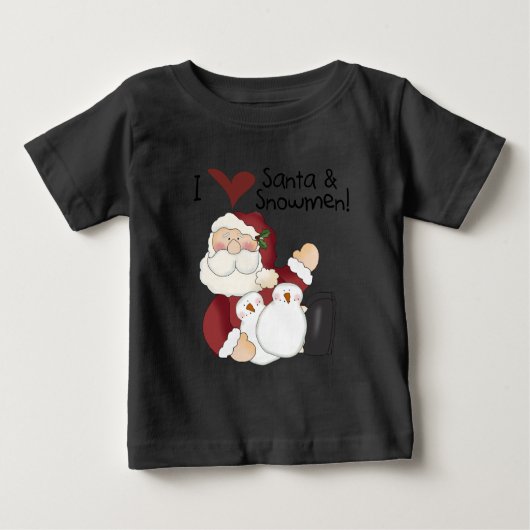 T-shirt Pour Bébé Père Noël et Snowmen Jours fériés (Devant)