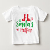 T-shirt Pour Bébé Père Noël Helper, Chaussures Elf, Snowflakes, Noël (Devant)