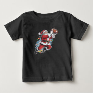 T-shirt Pour Bébé Père Noël jouant au football américain de Noël