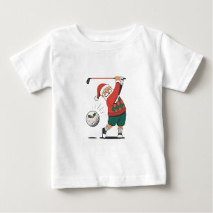 T-shirt Pour Bébé Père Noël Jouer Golf Joueur de Noël