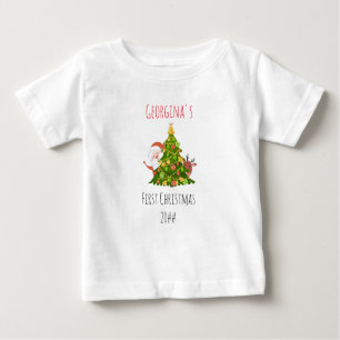 T-shirt Pour Bébé Père Noël personnalisée pour bébé premier arbre de