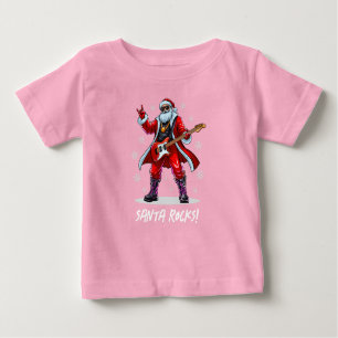 T-shirt Pour Bébé Père Noël Rocks ! Funny Père Noël jouant de la gui