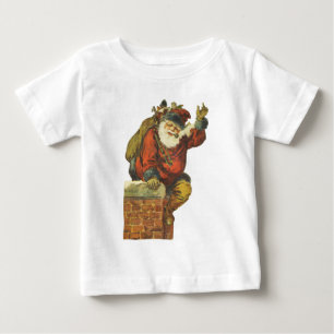 T-shirt Pour Bébé Père Noël vintage descend Chimney