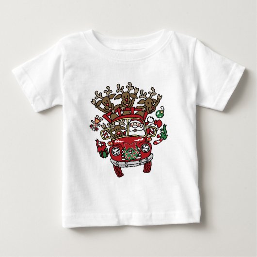 T-shirt Pour Bébé Père Noël Woody et son dessin de Noël Reindeer (Devant)