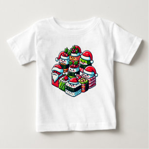 T-shirt Pour Bébé Père Noël's Sushi Delight Funny Festin Art de Noël