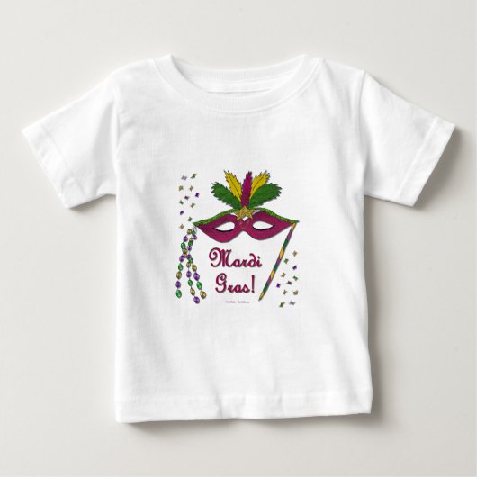 T-shirt Pour Bébé Perles de plumes Mardi Gras (Devant)