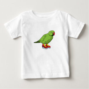 T-shirt Pour Bébé Perroquet au patinage sur glace avec patins sur gl