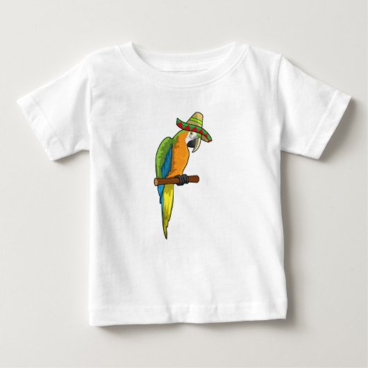 T-shirt Pour Bébé Perroquet avec casquette de paille (Devant)