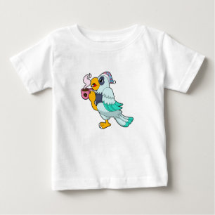 T-shirt Pour Bébé Perroquet avec tasse de café