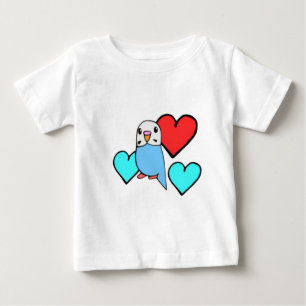T-shirt Pour Bébé Perroquet bleu avec des cœurs
