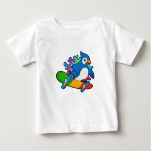 T-shirt Pour Bébé Perroquet en tant que skate avec skateboard