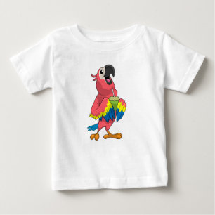 T-shirt Pour Bébé Perroquet et noix de coco avec paille à boire