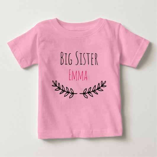 T-shirt Pour Bébé Personalized Big Sister with name (Devant)