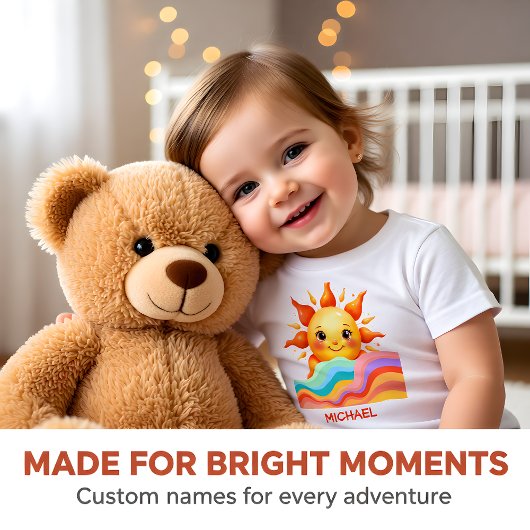 T-shirt Pour Bébé Personalized Sunny Rainbow Baby 