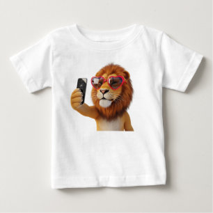T-shirt Pour Bébé Personnage de lion drôle avec des lunettes de sole