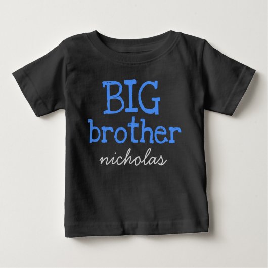 T-shirt Pour Bébé Personnalisé Ajouter un nom Bleu Texte BIG Brother (Devant)