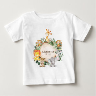 T-shirt Pour Bébé Personnalisé Cute Baby Jungle Safari Animaux