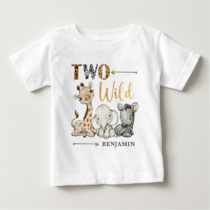 T-shirt Pour Bébé Personnalisé Deux Safari Sauvage Premier Anniversa