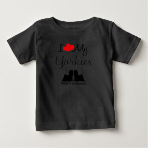 T-shirt Pour Bébé Personnalisé J'Aime Mes Deux Yorkies