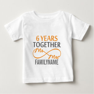 T-shirt Pour Bébé Personnalisé M. et Mme 6e anniversaire