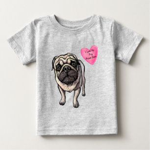 T-shirt Pour Bébé Personnaliser Aimer Mon Carlin Chien Animal de com