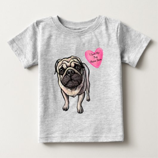 T-shirt Pour Bébé Personnaliser Aimer Mon Carlin Chien Animal de com (Devant)