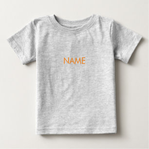 T-shirt Pour Bébé Personnaliser avec nom, texte minimaliste orange l