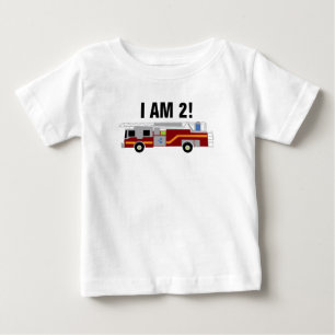 T-shirt Pour Bébé Personnaliser Firetruck I am 2 Baby Bodysuit