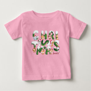 T-shirt Pour Bébé Personnaliser Funny Noël Alphabet sauvage Animal s