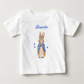 T-shirt Pour Bébé Personnaliser Nom Pierre le lapin papillons bleus (Devant)