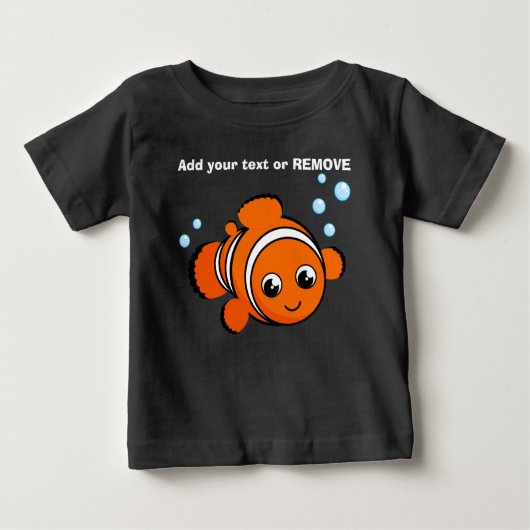 T-shirt Pour Bébé Personnaliser, poisson clown orange, dessin animé (Devant)