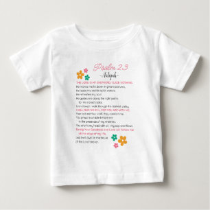 T-shirt Pour Bébé Personnaliser Psaume 23-NIV Bible Scripture Fleurs