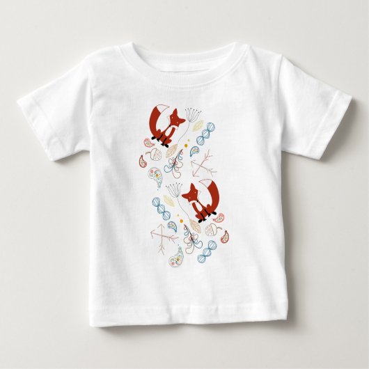 T-shirt Pour Bébé Personnalisez ce Motif Woodland Fox moderne (Devant)